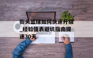街头篮球如何快速升级_经验值表避坑指南提速30天