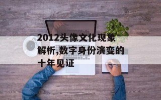 2012头像文化现象解析,数字身份演变的十年见证