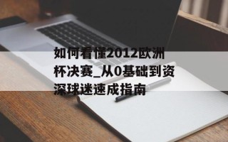 如何看懂2012欧洲杯决赛_从0基础到资深球迷速成指南