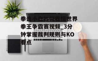 拳击小白如何看懂世界拳王争霸赛视频_3分钟掌握裁判规则与KO看点