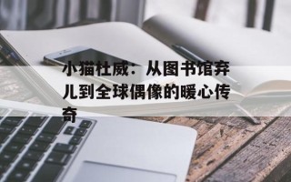 小猫杜威：从图书馆弃儿到全球偶像的暖心传奇