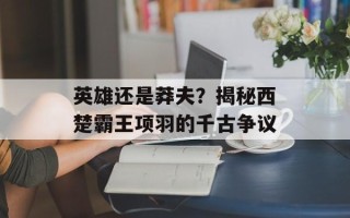 英雄还是莽夫？揭秘西楚霸王项羽的千古争议