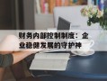 财务内部控制制度：企业稳健发展的守护神