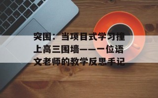 突围：当项目式学习撞上高三围墙——一位语文老师的教学反思手记