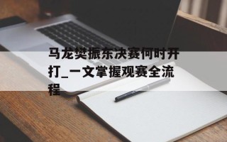 马龙樊振东决赛何时开打_一文掌握观赛全流程