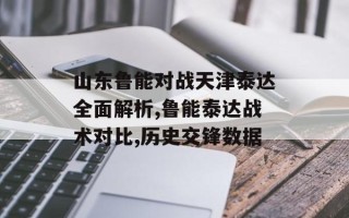 山东鲁能对战天津泰达全面解析,鲁能泰达战术对比,历史交锋数据